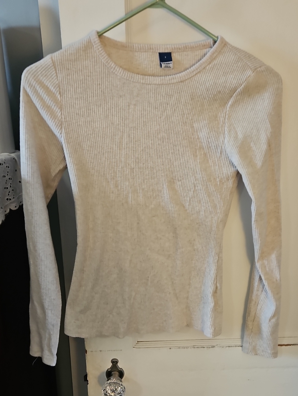 Old Navy Ribbed Long-Sleeve Crewneck Top - Cream